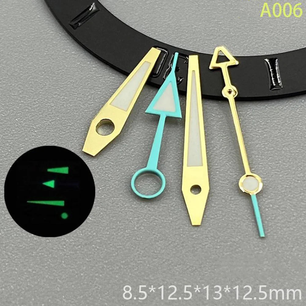 استبدال مؤشرات إكسسوارات الساعة الرجالية، عقارب ساعة مضيئة باللون الأخضر لحركة NH34، عقارب GMT، عقارب NH34، إبر