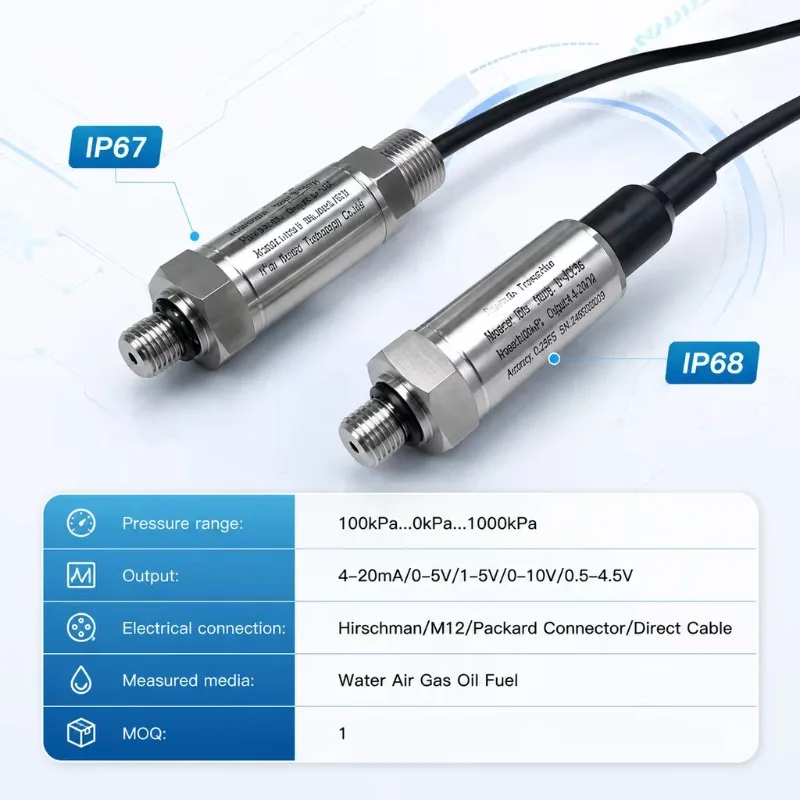 IP68 RS485 Water  Pressure Transmitter 0-10V 4-20mA 0-100bar 0-250bar 0-600bar Range  G1/4 1/2NPT  Pressure Transducer for Water - view 2