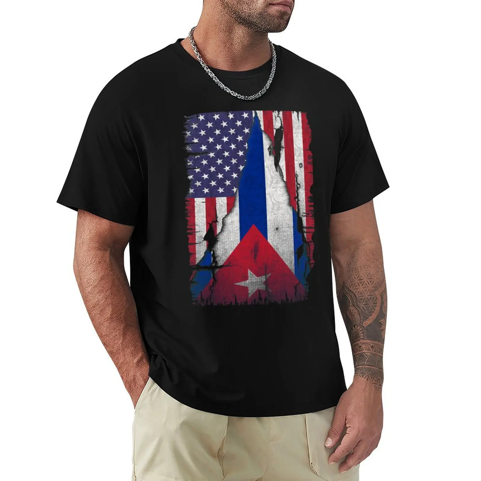

American Grown Cuban Roots Classic Cuba T-Shirt blue archive anime clothes compression shirt men