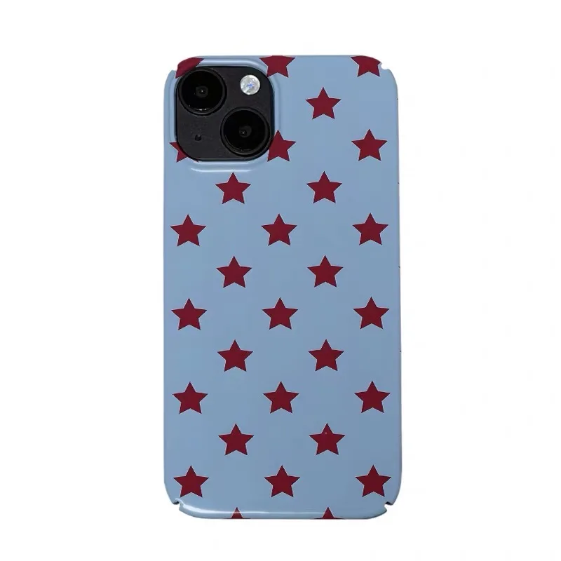 

Full Screen Blue Background with Red Stars Phone Case for IPHONE 17 Air 16E 15PROMAX 14Plus 13 12 MINI 11 XR Acrylic Phone Cover