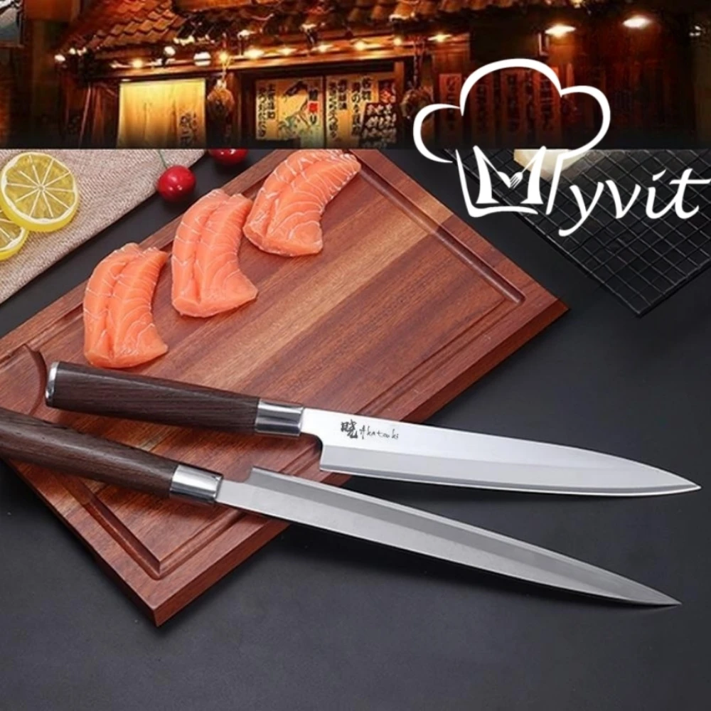 Coltello per Sushi Sashimi coltello giapponese da 5-10 pollici Yanagiba coltello per affettare pesce coltelli per affettare lama conica singola in