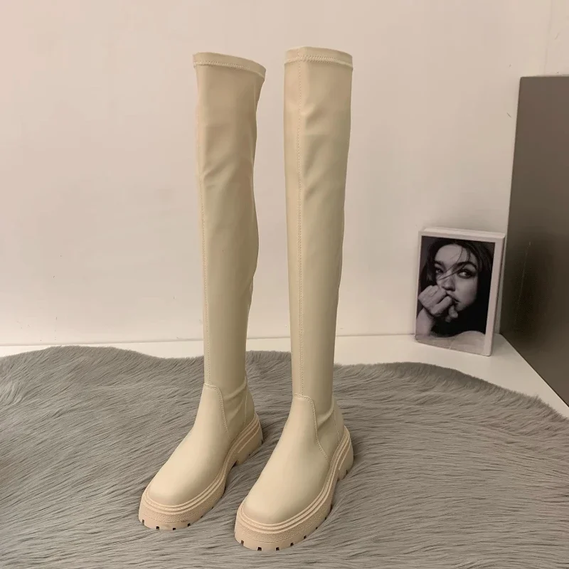 Thick Sole Women Over-the-knee Boot Thigh High Boots Winter 2023 New Female Long Boots Platform Chunky Heels Ladies Autumn Shoes