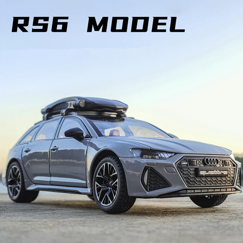 1:24 Audi RS6 Quattro Station Wagon Alloy Sports Car Model Diecast Metal Racing Car Model Simulation Sound and Light Kids Gifts