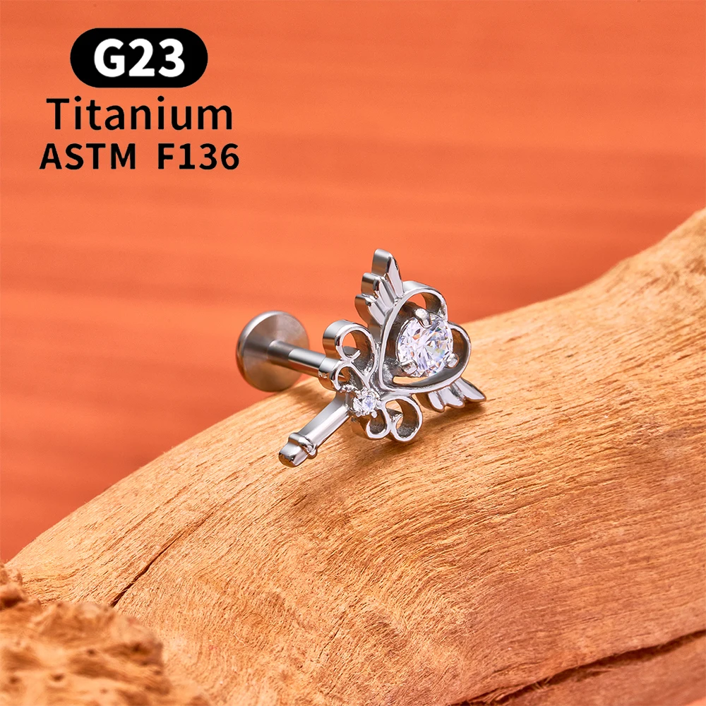 ASTM F136 Titanium CZ Heart Wi - Zoor Body Jewelry 评论和价格