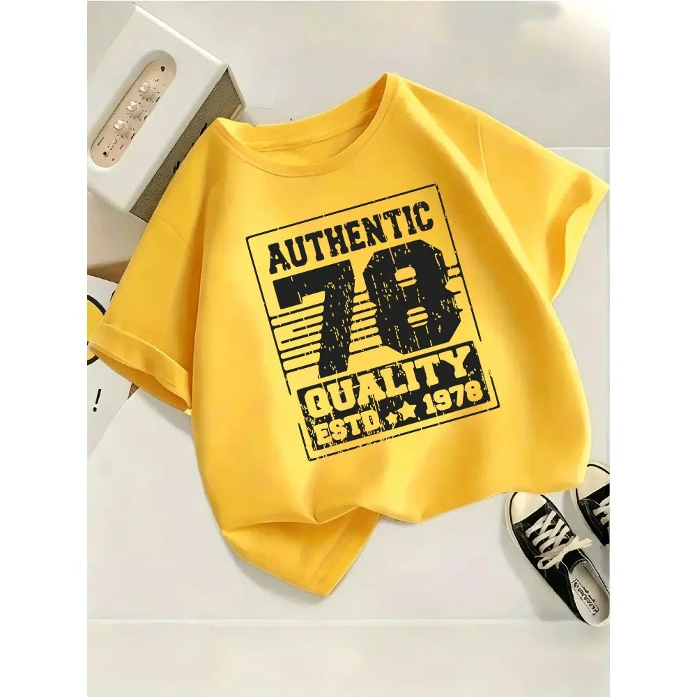 T-shirt pour enfants, ample, confortable, doux, respectueux de la peau, simple, polyvalent, rétro, imprimé numéro 78, chemise