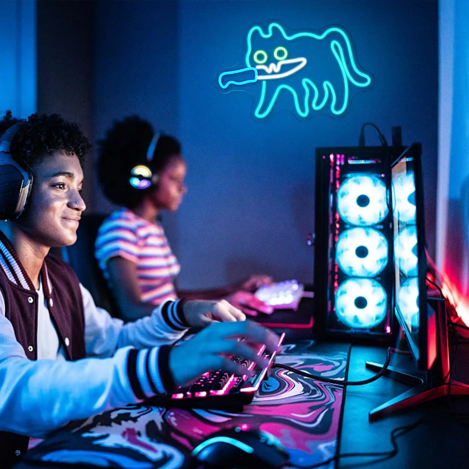 Cautiously Cat Neon Sign USB Dimmerabile LED Neon Light per Camera da letto Bistro Negozio Cafe Cat Store Ristorante Uomini Grotta Bar Decorazioni per la casa