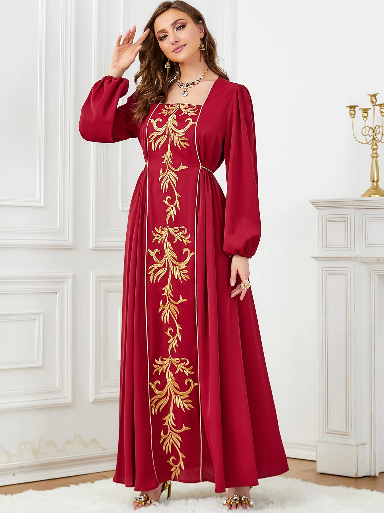 Morocco Abayas Arab Embroidery Long Robe Women Party Eid Muslim Dresses Jalabiya Ramadan Dubai Kaftan Islam Lace Up Vestidos