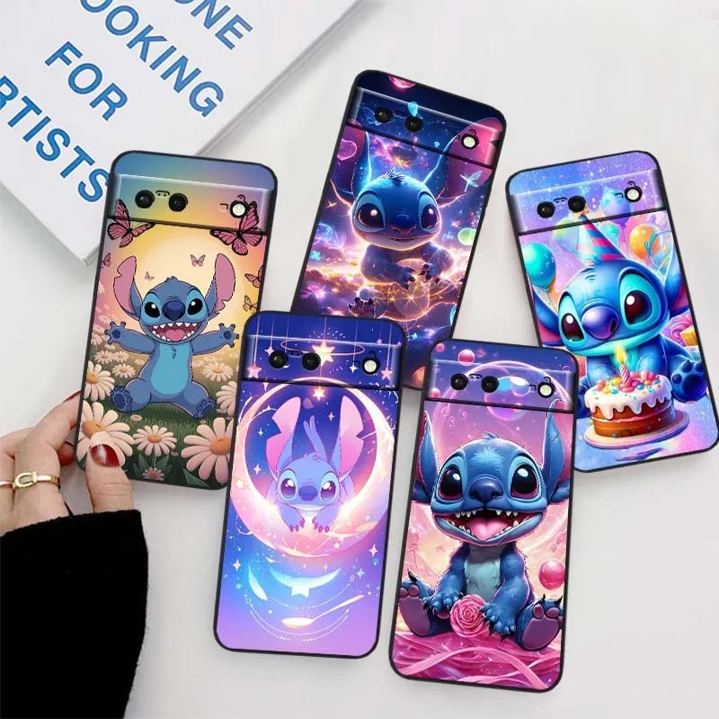 Disney Stitch Cartoon Cute Art For Google Pixel 9a 9 8A 8 7 7A 6 6A Pro XL 2024 5G Black Soft TPU Silicone Cover Phone Case - Image 6