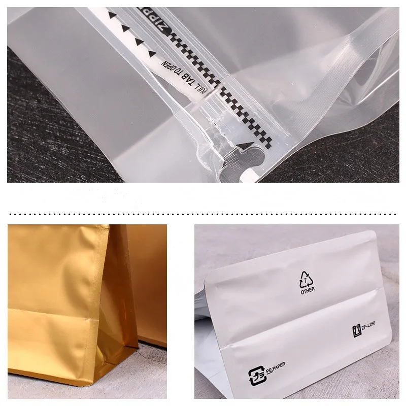 StoBag 20pcs 250g Coffee Beans Packaging Bag No Valve Sealed Ziplock Aluminum Foil for Powder Food Nuts Storage Reusable Pouches