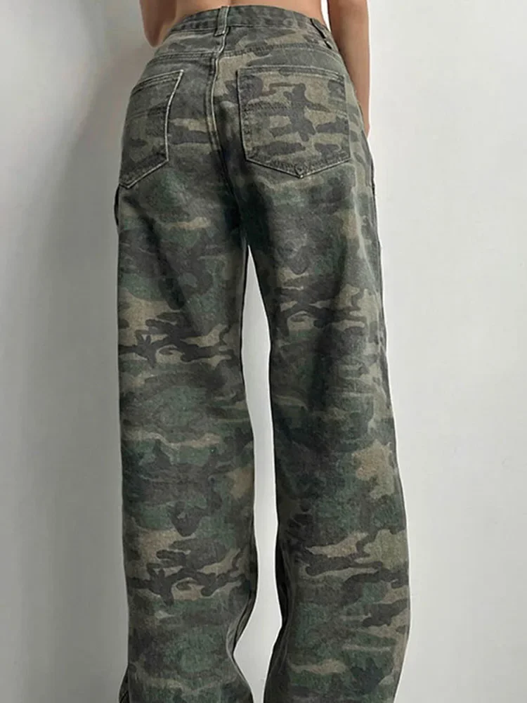 CamSolomon-Pantalon Cargo pour Femme, Streetwear Y2K, Jean Taille Basse, Rétro, Jambes Larges, FjDenim, Droit, FjHarajuku