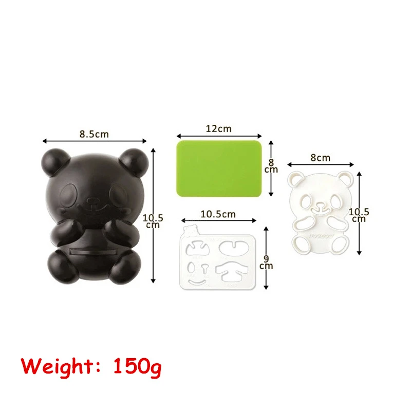 LMETJMA 4 in 1 Baby Panda Sushi Mold DIY Panda Rice Mold Plastic Sandwich Cutter Cake Bread Toast Mold Maker KC0819-1