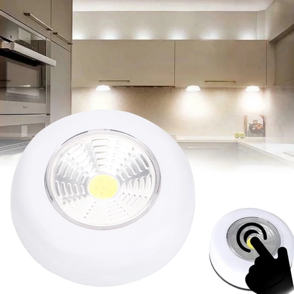 Luz LED COB para debajo del gabinete con pegatina adhesiva, lámpara de pared inalámbrica, armario, cajón, armario, dormitorio, luz nocturna