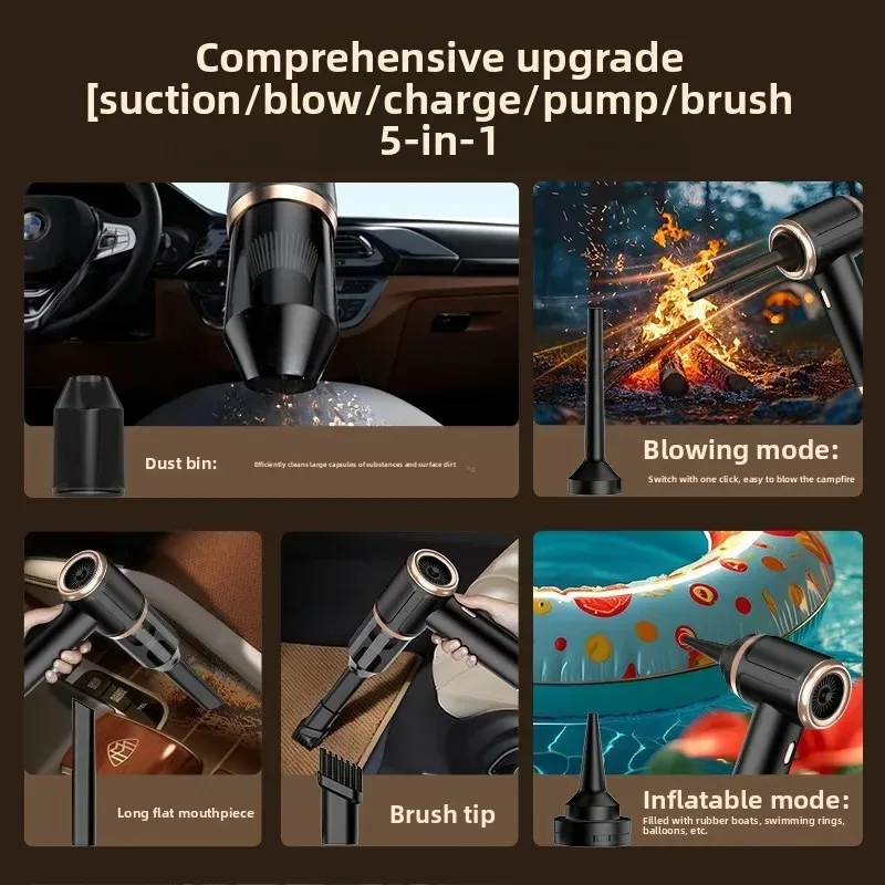 45000Pa 5 In 1 Car Vacuum Strong Suction Portable Handheld Wireless Cleaner Home Mini Vacuum Machine