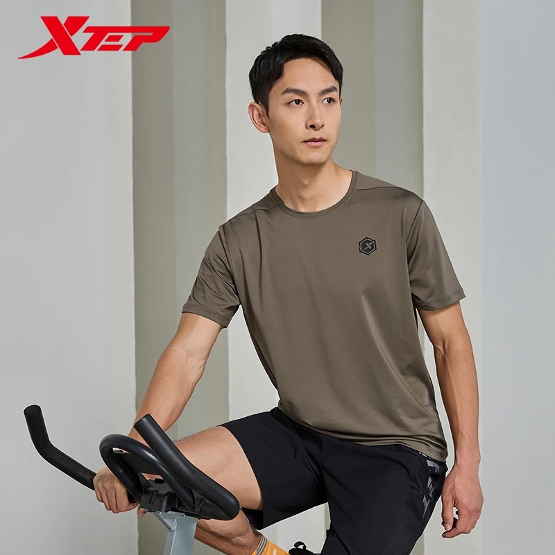 Xtep Short Sleeve Knitted Shirt For Men 2024 Summer Quick-Drying Men\'s T-shirt Sports Breathable Soft Outdoor Tops 876229010173