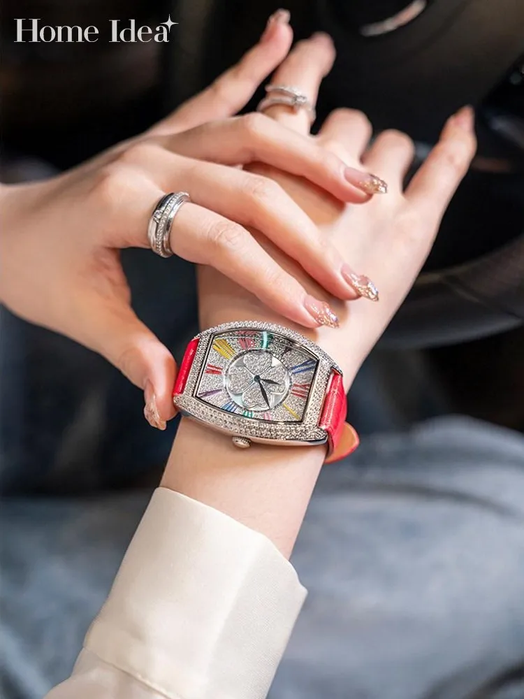 

Повседневные элегантные женские часы с блестящими бриллиантами, кварцевые, для вечеринок, ювелирный аксессуар, наручные часы, модные дизайнерские офисные женские часы