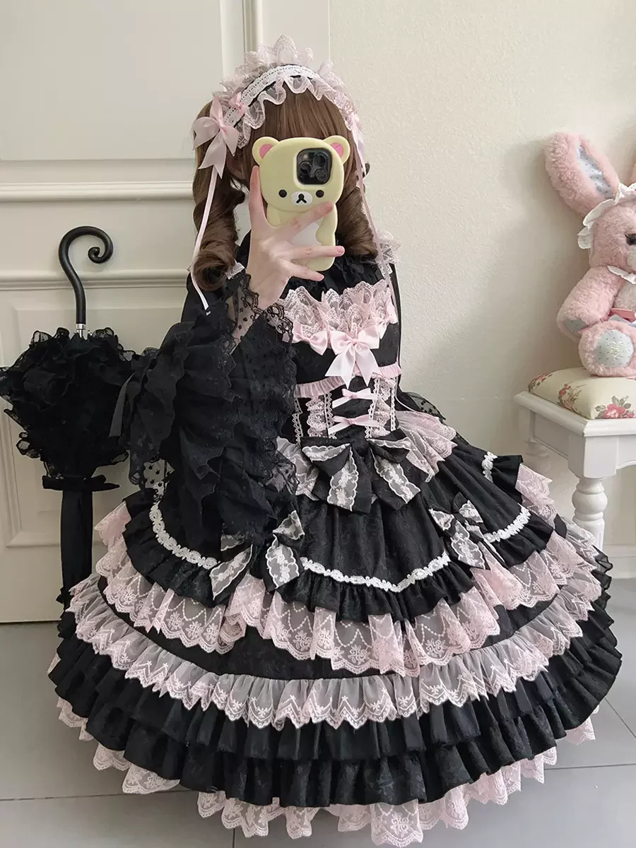 Hime Sweet Lolita Sleeveless Pink Bow Bodice Princess JSK Multi 