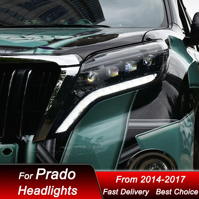 

Pop Car Headlights For Toyota Prado 2014-2017 New Style LED Headlamp Assembly Upgrade High Configure Projector Lens Accessories