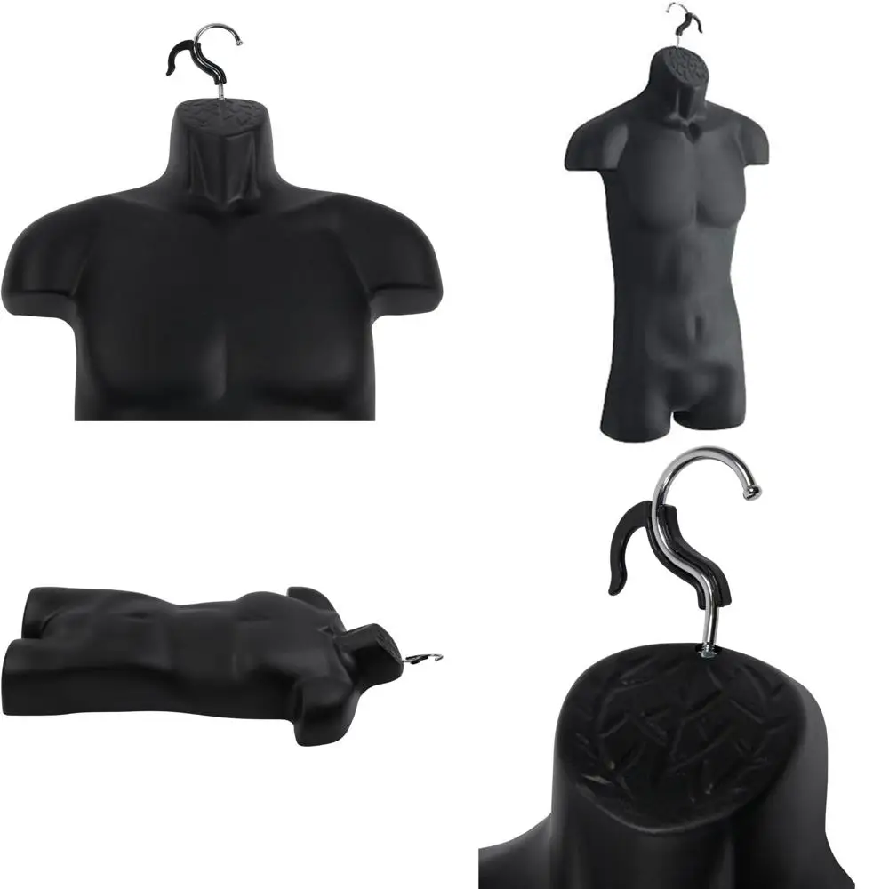 

Men's Black Hollowback Shirt Form - Sizes S-L (3 Pack) - Hanging Mannequin for Displaying Tops & Bottoms