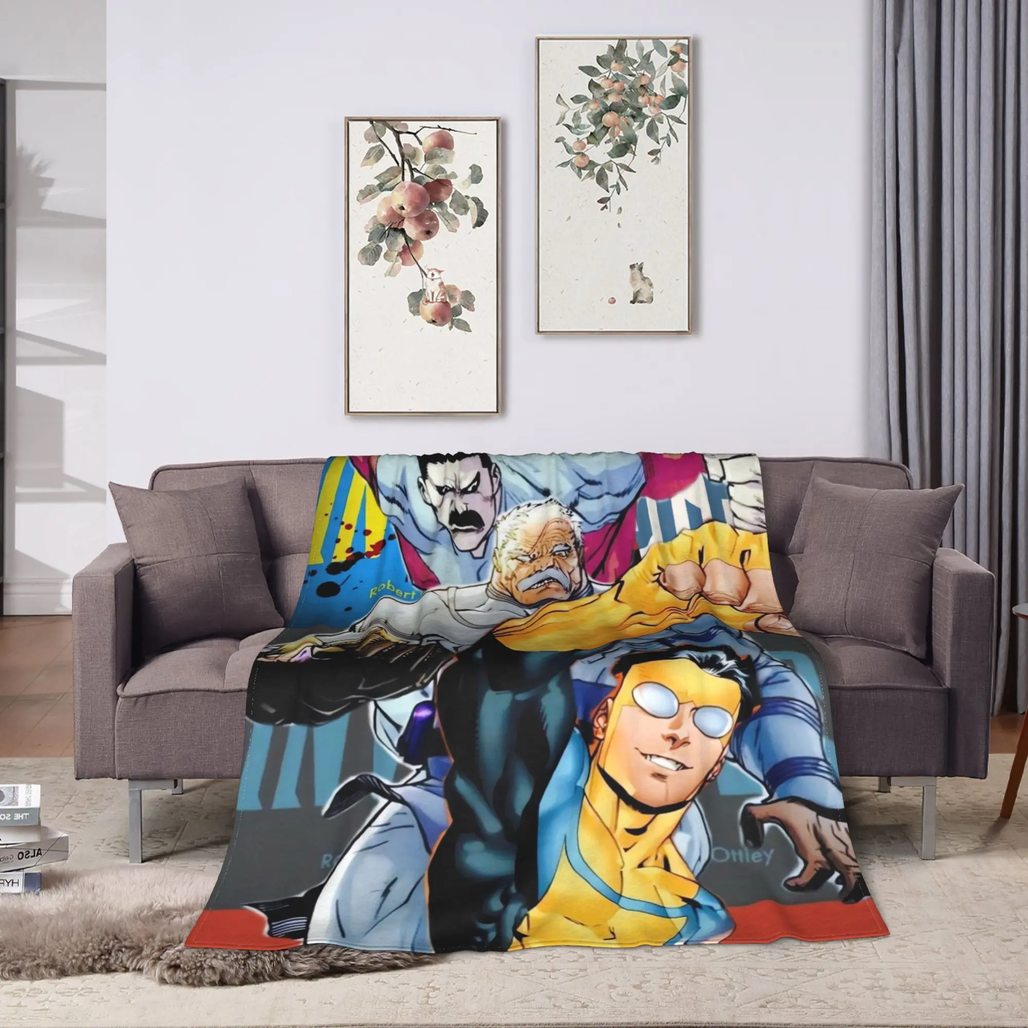 Invincible Omni-Man And Allen Flannel Blanket  Warm Bedding Throws for Couch Bed Travel Office Novelty Bedspread Sofa Bed Cover