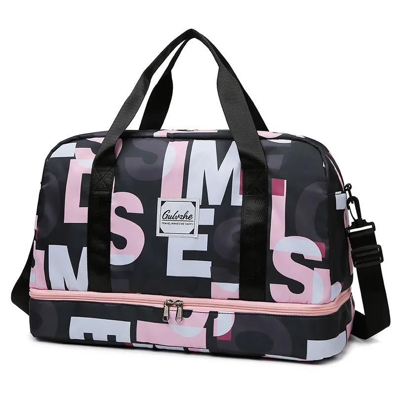 Новая сумка для фитнеса, новинка 2025, простая модная повседневная портативная дорожная сумка с буквенным принтом для йоги, большая вместительная сумка для багажа