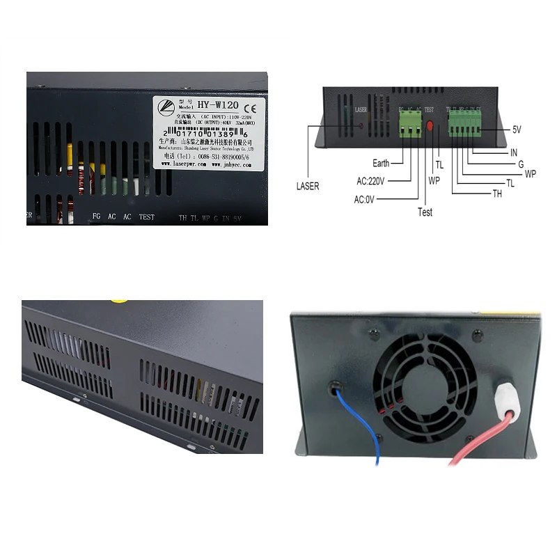 HY-T120 100 واط ~ 120 واط CO2 ليزر امدادات الطاقة HY-W120 مصدر الطاقة ل CO2 النقش بالليزر وآلة القطع