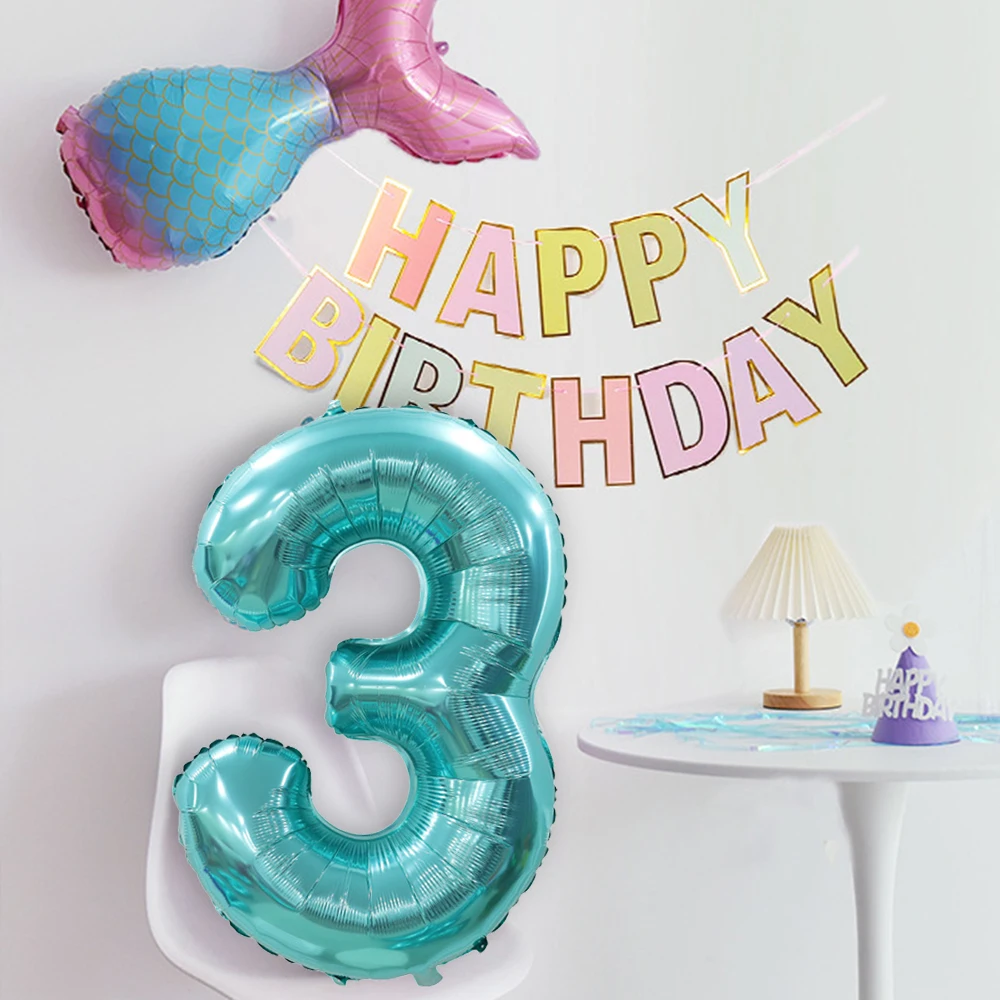 40Inch Giant Turquoise Blue Number Balloons Diy Baby Shower Birthday Party Decorations Supplies Photo Props Helium Balloon