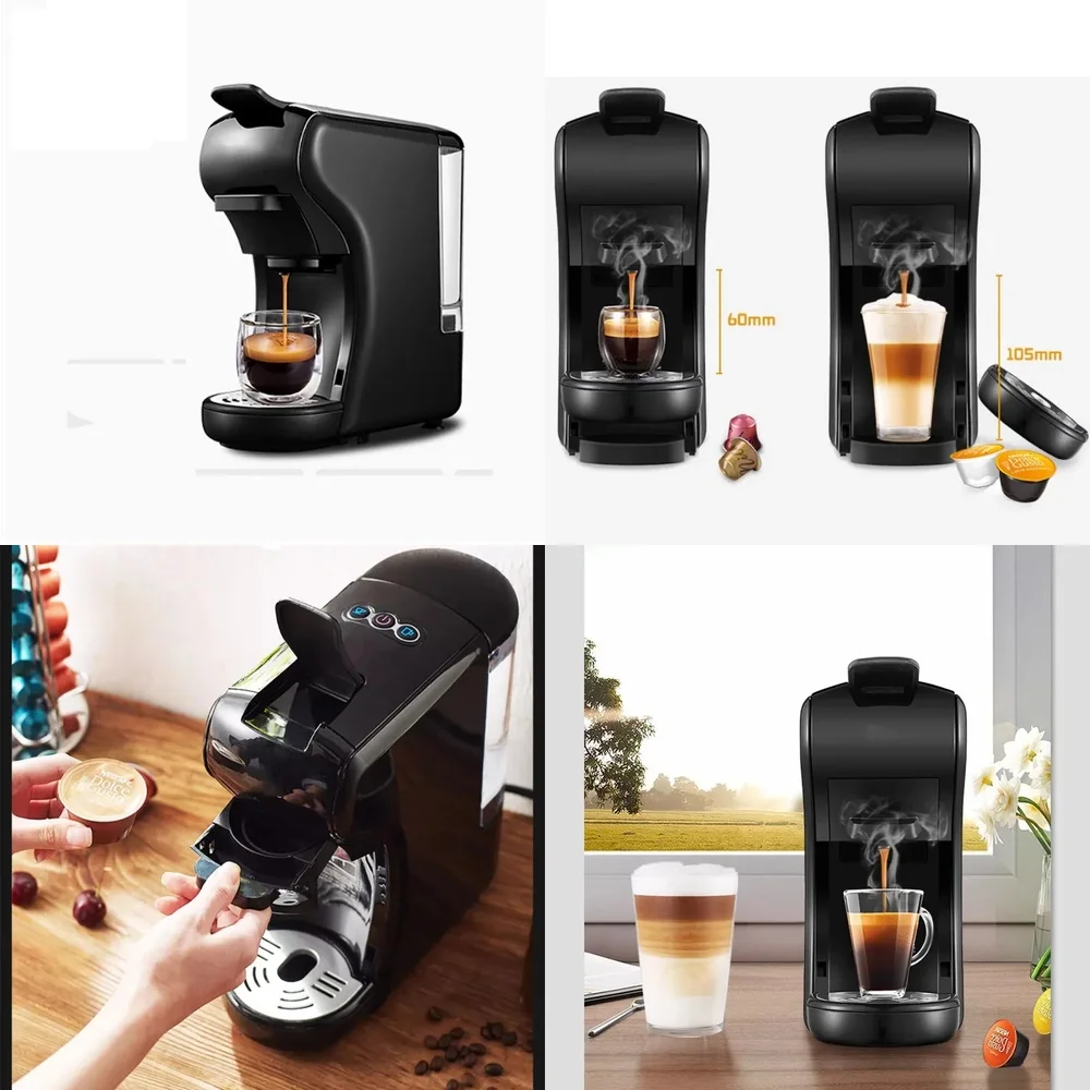 Máquina de Espresso Multifuncional 4 en 1 de 19 Bares, Frío y Caliente, para Dolce Gusto, Nespresso, Nescafé Vertuo, Compatible con Cápsulas y Café en Polvo