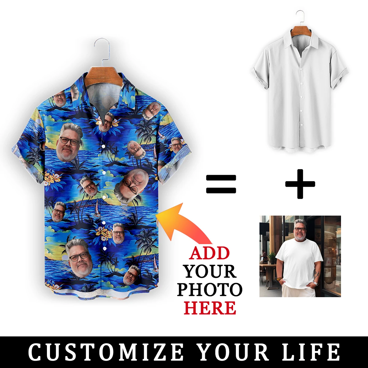 Customized Face Hawaiian Shirt Personalized Tops Summer Men Women Oversized Shirts Custom Design Beach Party Birthday Present