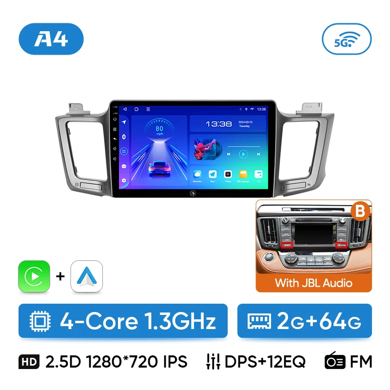 Ainavi autoradio voor Toyota RAV4 RAV 4 XA40 2012-2019 Carplay Android Auto Qualcomm autoradio multimediaspeler DSP 48EQ 2 Din