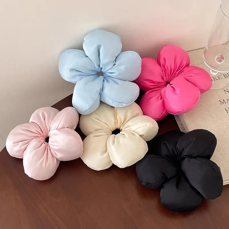 Sweet Big Bread Flower Scrunchies Large Intestine Hair Ties Elastic Bands Headwear Ponytail Holder Hair Rope Exquisite Headdress