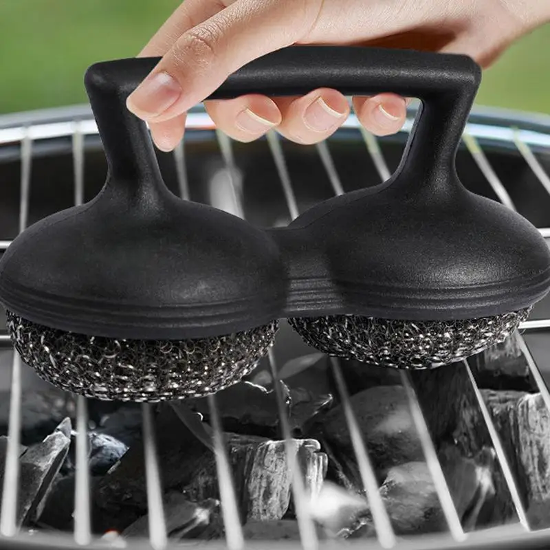 1PC Steel Wool Scrubber with Handle Metal Scrubbing Sponge Cleaning Brushes Cleaning Dishes Stock Pots Pans Griddles Grills