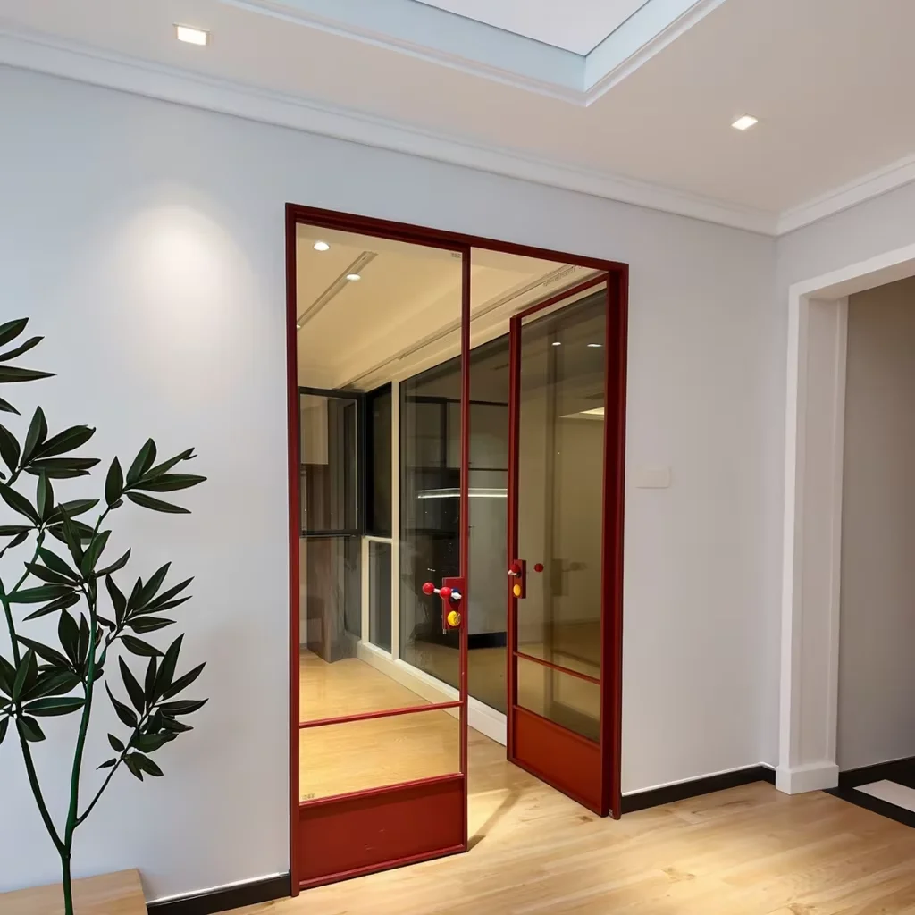 Indoor Manual Security Casement Door Fashionable Noise Reduction Double Layer Glass Doors French Style Casement Glass Doors