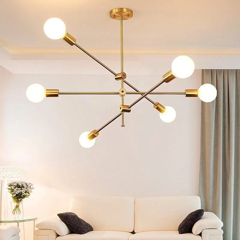 

Nordic Pendant Lamp Iron Gold Black E27 Modern Indoor Lighting Luxurious 4/6/8 Heads for Living Room Decor Loft Pendant Lights