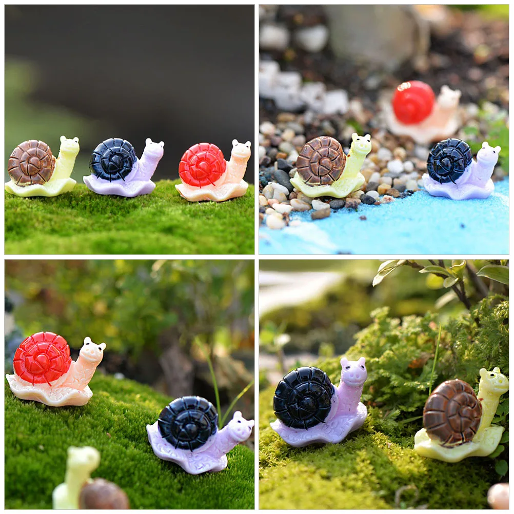 

3 Pcs Resin Snail Figurines Simulation Realistic Miniature Animal Statues for Garden Yard Balcony Decor Small Figurines