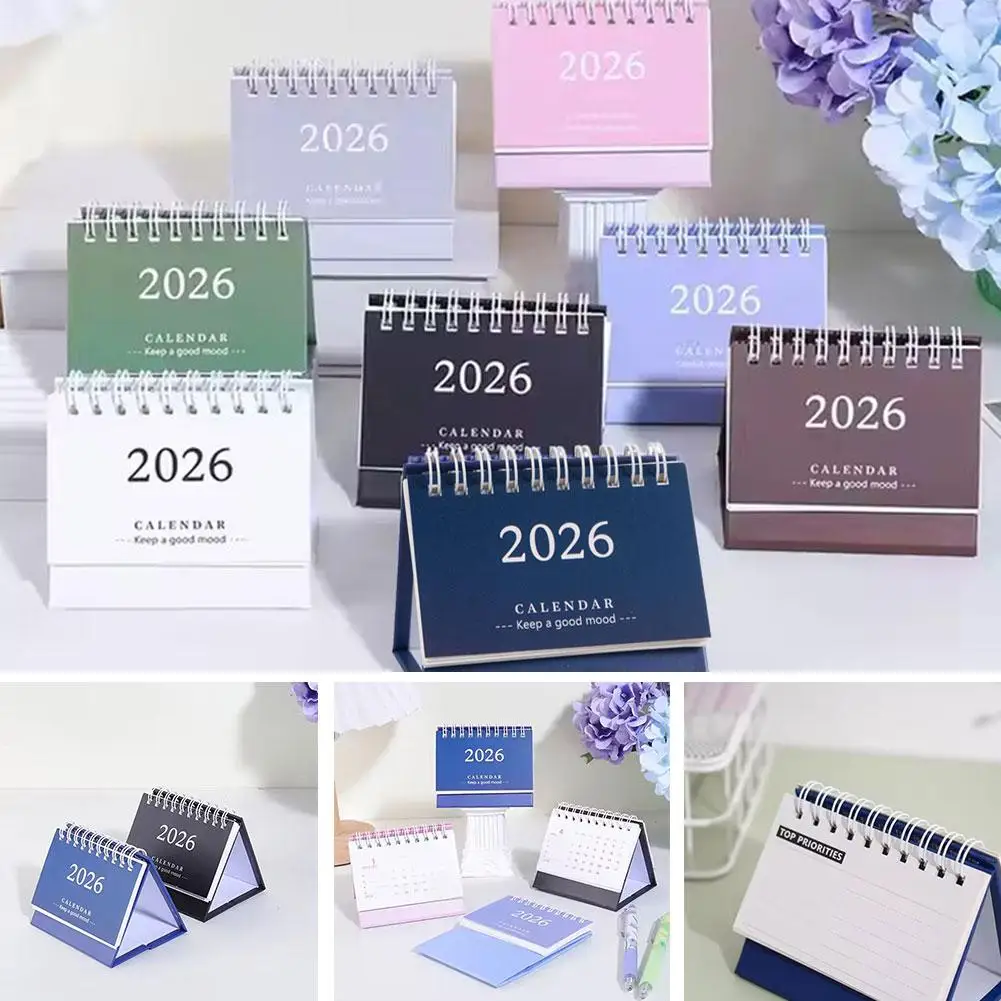 2026 Simple Style English Mini Desk Calendar Desktop Display Portable Calendar Desktop Decoration Handmade Diary
