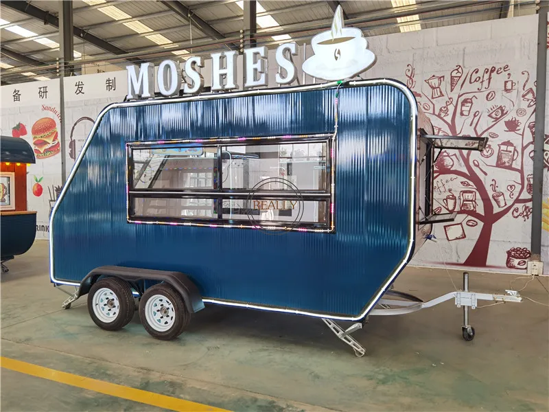 Camión de comida rápida, tienda de aperitivos callejeros, carrito de café, remolque móvil para cocinar perritos calientes, quiosco expendedor de helados