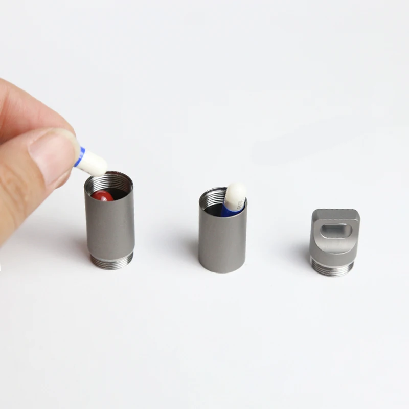 Titan Legierung Mini Versiegelte Pille Lagerung Flasche, Outdoor Camping Erste Hilfe Anhänger Schlüsselbund Tragbare Pille Fall – Detail 4