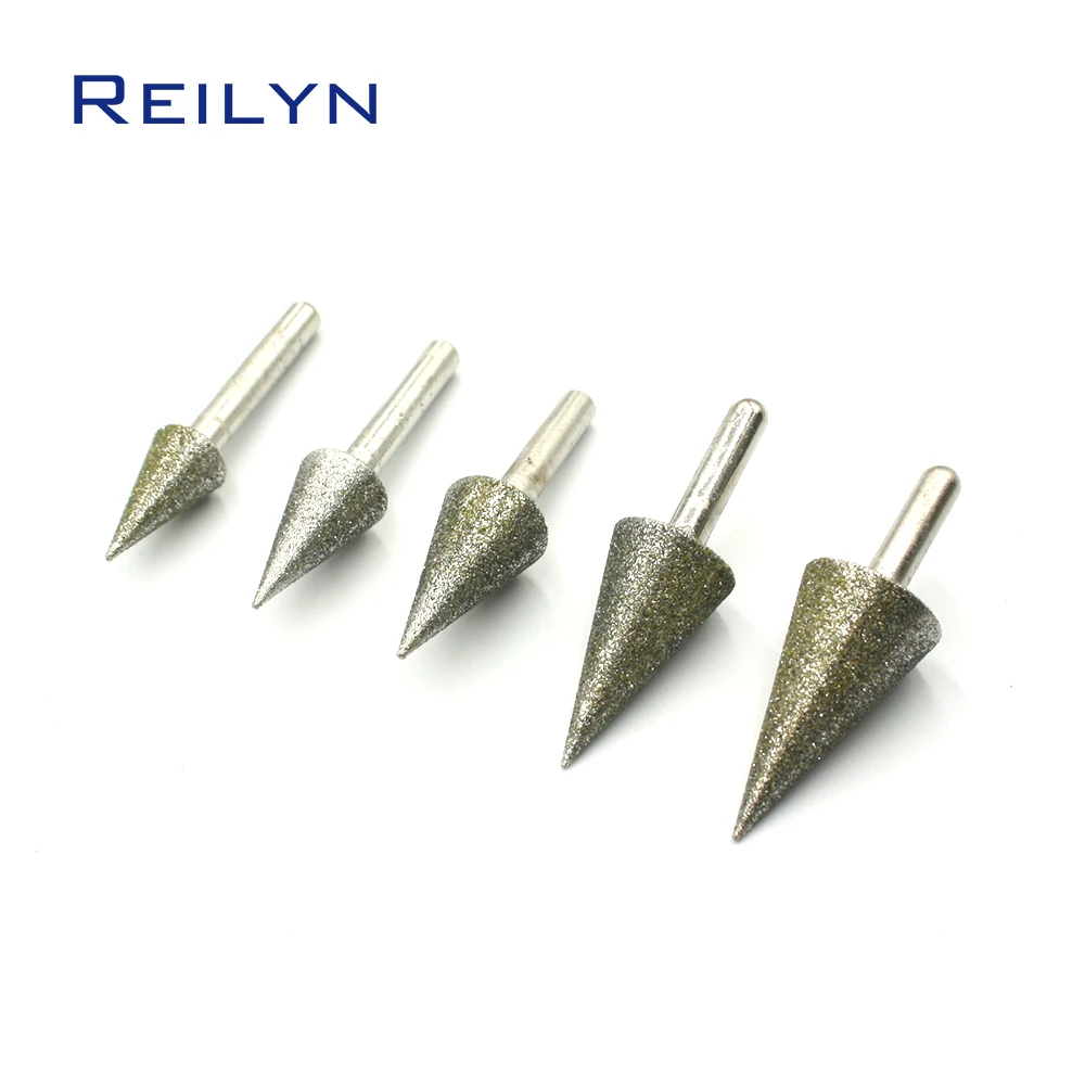 Cone 30 Degree 80# 12mm-30mm Grinding Head Diamond Grinding Burr Emery Bits for Diamond Stone Metal Working