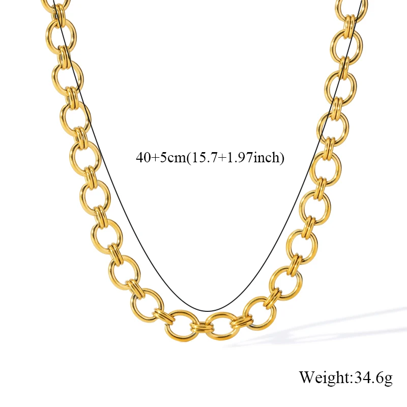 EILIECK 316L Edelstahl Metallketten-Halskette Armband für Damen Modisches Collier Wasserbeständiges Modeschmuck-Set – Detail 8