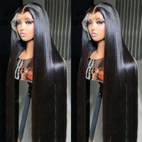 30 32 Inch 13x4 Lace Front Wigs Human Hair 180 Density Straight HD Lace Front Wigs Natural Black Straight For Women Pre Plucked