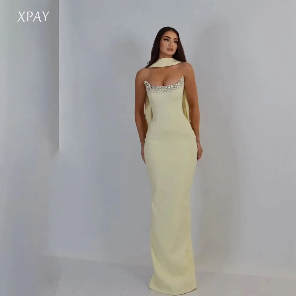 

XPAY Saudi Arabia Mermaid Prom Evening Dresses Strapless Beadings Night Party Dress 2025 Cocktail Prom Gowns Customized