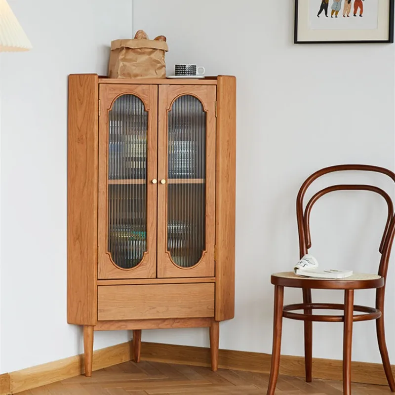 

Wooden Triangular Living Room Cabinet Department Office Indoor Glass Living Room Cabinet Corner Home Furniture Armoire XY40GZ