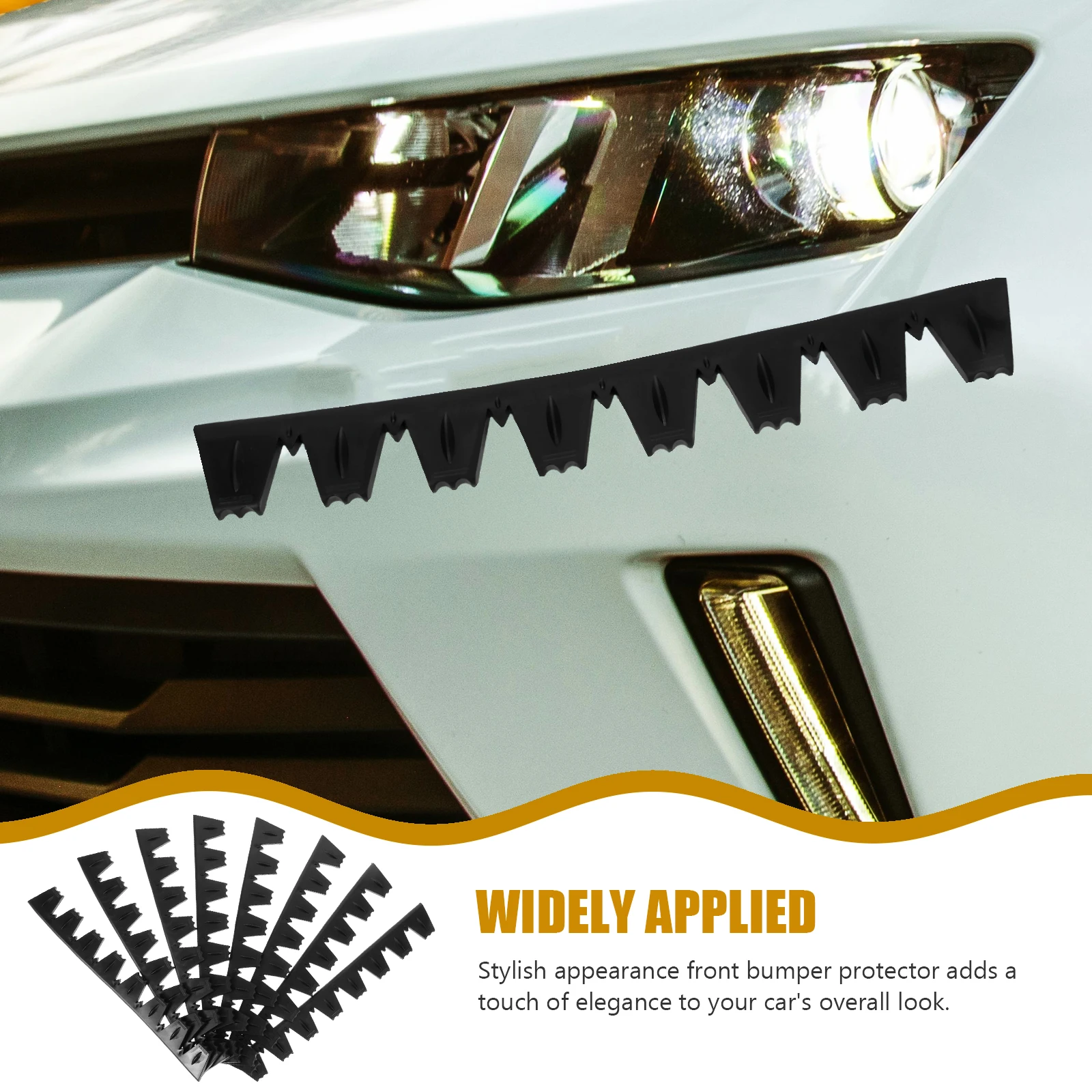 

8 Pcs Strips Front Bumper Skid Plate Anti-collision Accessories Black Protectors for Cars
