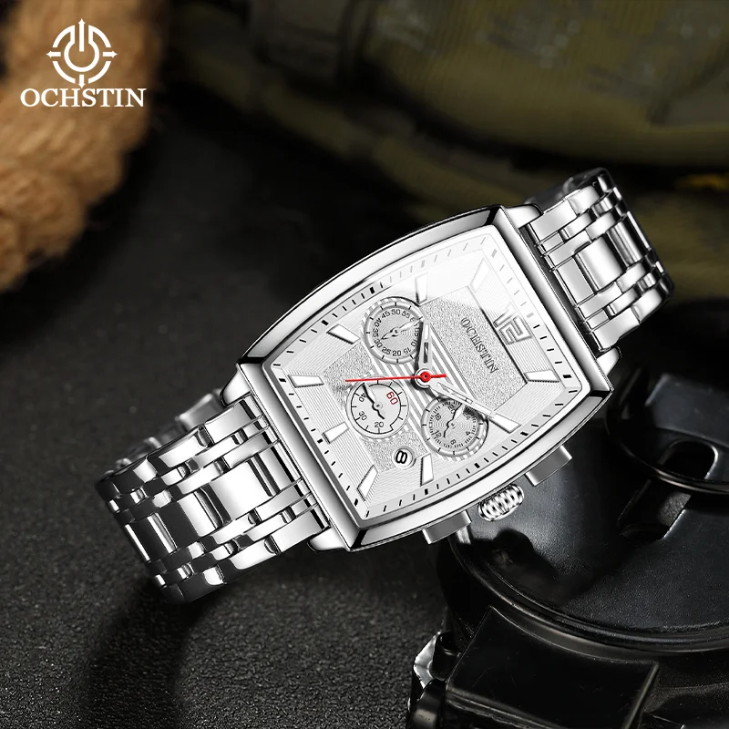 ساعات حركة كوارتز من OCHSTIN، هيكل مربع، ساعة يد من الفولاذ المقاوم للصدأ، مجموعة ملاحية مقاومة للماء، ساعة كلاسيكية فاخرة