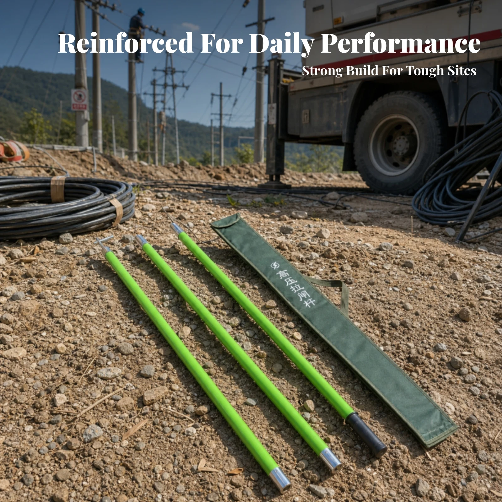 Insulated Operating Pole with T-Head High-Voltage Hot Stick Tool Portable for Electricians, Electrical Switching