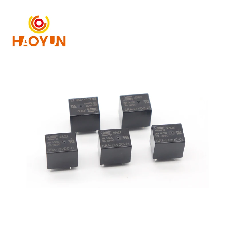 【5-1PCS】5V 12V 24V 20A DC Power Relay SRA-05VDC-AL SRA-12VDC-CL SRA-24VDC-CL 4Pin 5Pin PCB Type In Stock Black Automobile Relay