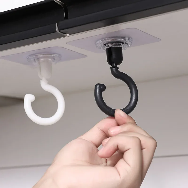 

5 Pcs Ceiling Rotary Hook Back-hook Punch-free Strong Hanging Door Hooks for Bathroom Kitchen Door Back Closet