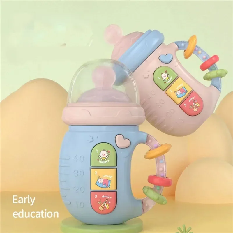 Baby Musical Feeding Bottle Pacifier Newborn Soft Teether Grzechotki Kojąca lalka Zabawka Mobilne grzechotki Zabawki 0-12M Kojący prezent wokalny