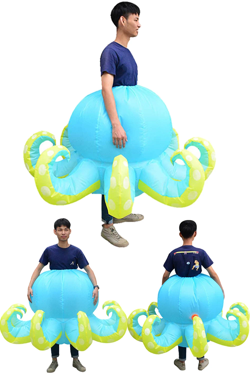 Halloween Octopus Cosplay Inflatable Costume Fancy Full Body Blow Up Clothes Halloween Carnival Party Suit For Female Male Adult