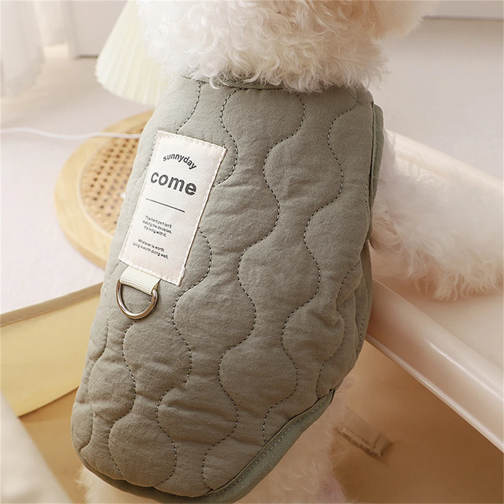 Pet Cotton Coat Winter Soft Thickened Dog Clothes Padded Puppy Cat Ripple Top Jacket Bulldog Poodle Sleeveless Vest Pet Outfit